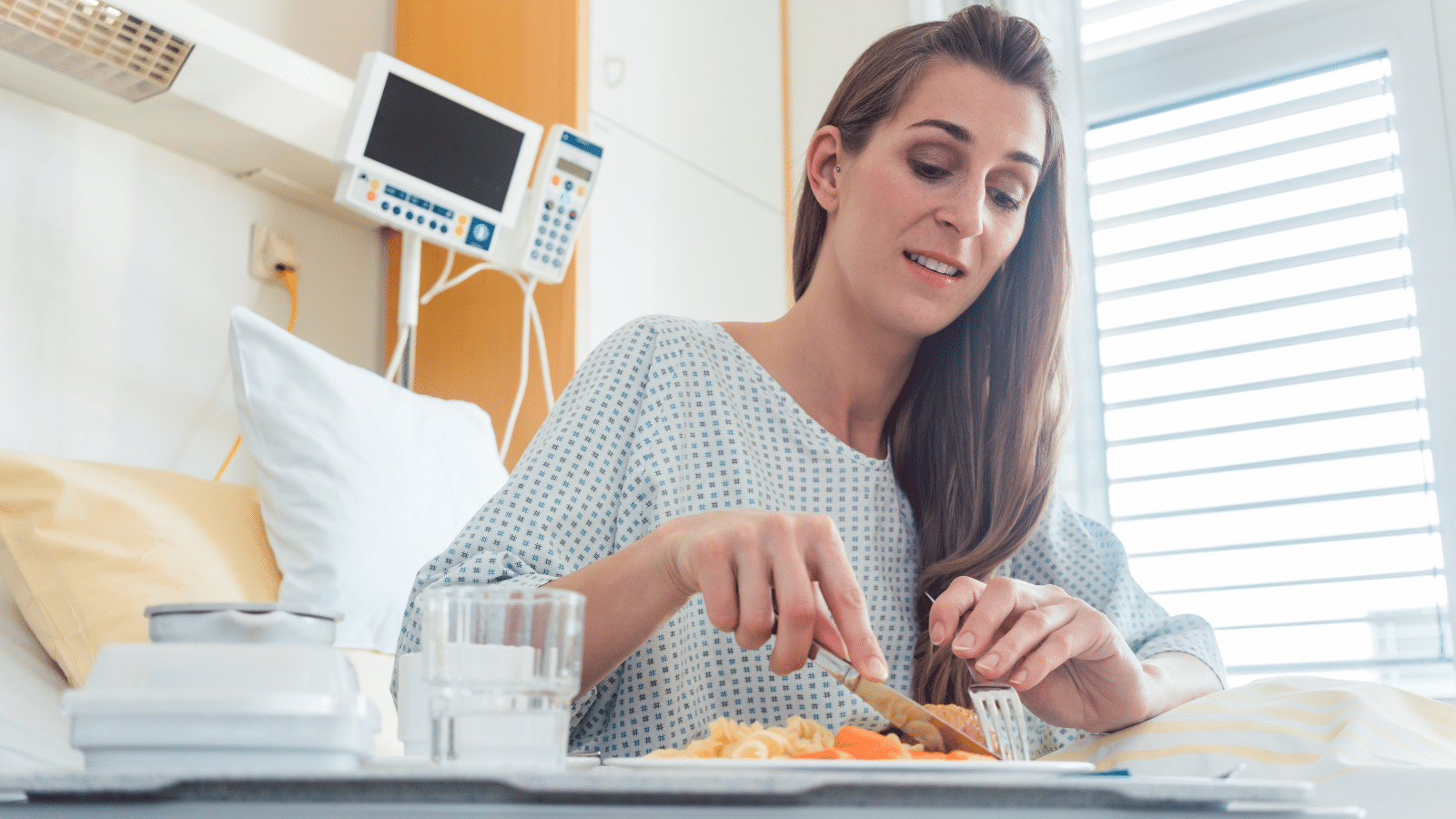 Women in the hospital eating 