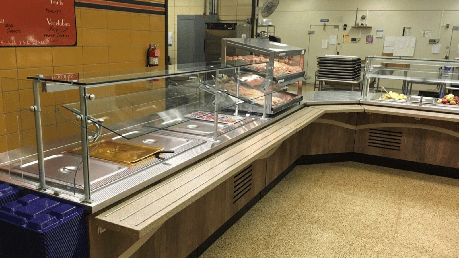 Looking at a high school cafeteria serving line from Multiteria